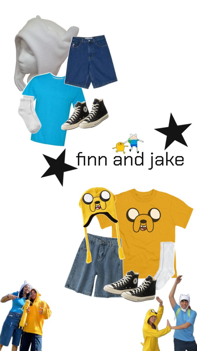 an image of people with different clothes and words that say, fun and jake