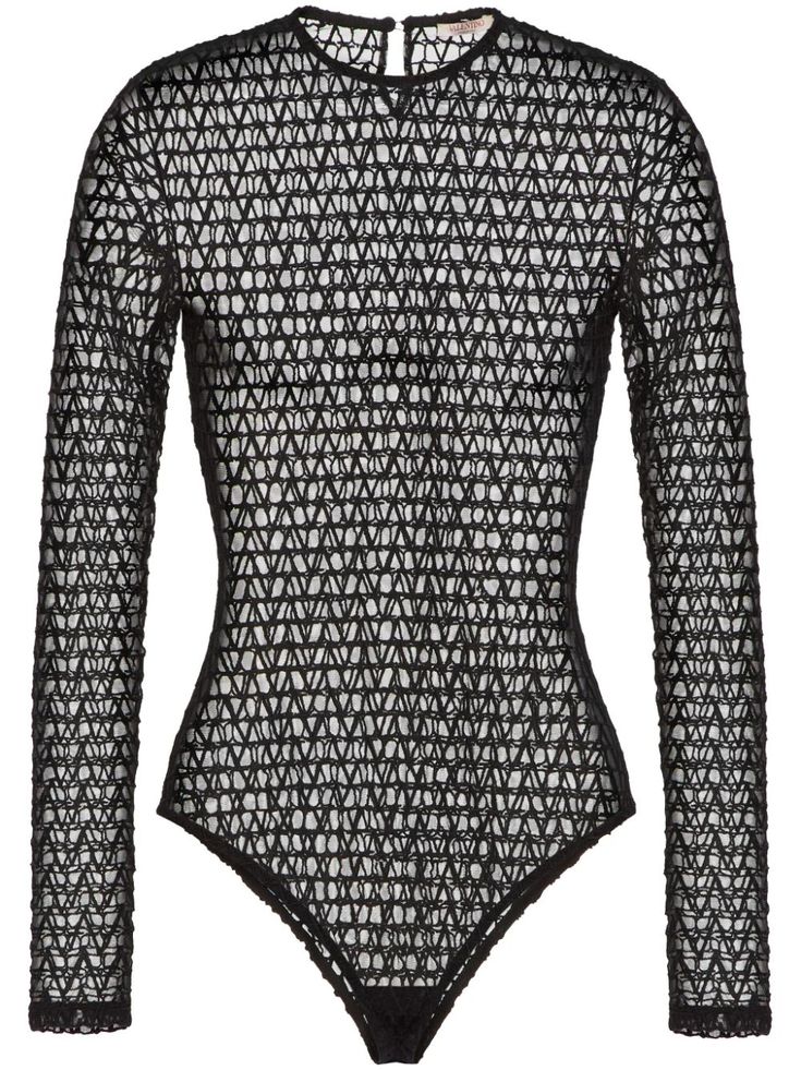 black rear button fastening cut-out detailing sheer long sleeves Just a reminder that this piece must be tried on over your own garments. Backless Bodysuit, Yoko London, Swimwear Shorts, Sleeveless Bodysuit, Field Jacket, Ski Wear, Black Bodysuit, Black Mesh, Valentino Garavani