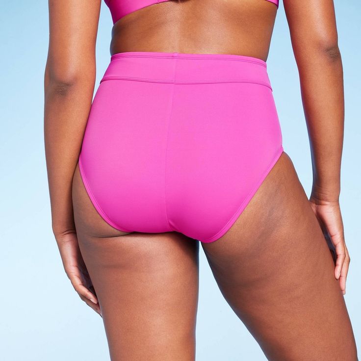 You'll feel great and look stylish during sunny outings in this Tummy Control High-Waist Full Coverage Bikini Bottom from Kona Sol™. Designed with a high-waist cut for a flattering fit, this bikini bottom has an on-trend silhouette that also provides full seat coverage for confident wear. It's made from soft, stretchy material and fully lined so you can be assured you're covered both in the water and out. The tummy control design gives you a slimming fit, and the solid color makes it easy to pai High Waist Swimwear With Built-in Shorts, High Waist Swim Bottoms With Wide Waistband, High Waist Swimming Bottoms With Wide Waistband, Solid Color Swimwear With Wide Waistband For Vacation, Solid High Waist Stretch Swimwear, Swimwear With Wide Waistband For Vacation, Vacation Swimwear With Wide Waistband, Solid Swimwear With Contoured Waistband For Beachwear, Solid Color High Waist Swimwear With Wide Waistband