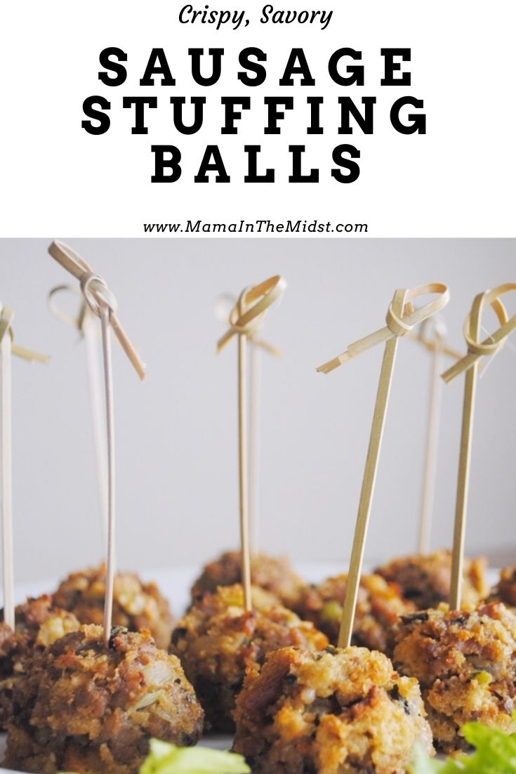 sausage and stuffing balls with toothpicks on them are an easy appetizer