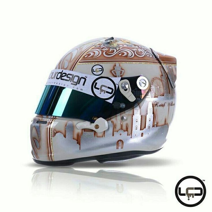 the helmet is designed to look like it has been painted with brown and white designs