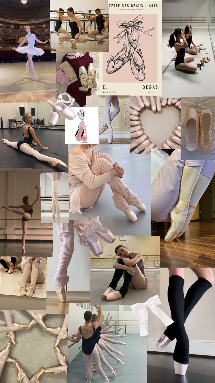 many different images of ballet dancers in various poses and positions, including the feet and arms