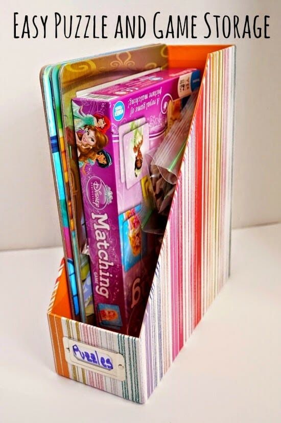 an easy puzzle and game storage for kids