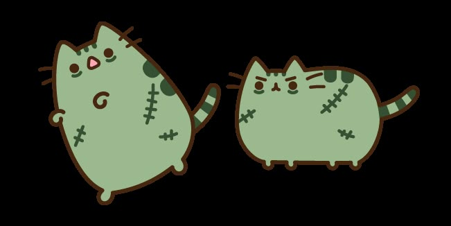 two green cats standing next to each other