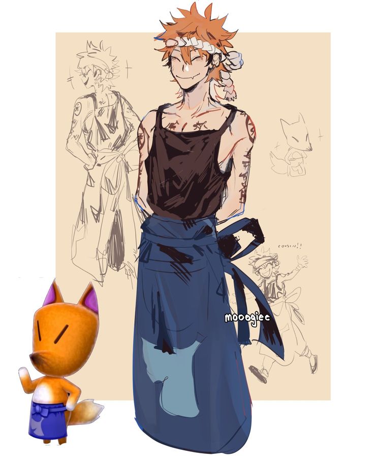 a drawing of a woman in a black dress next to a cat and an orange kitten