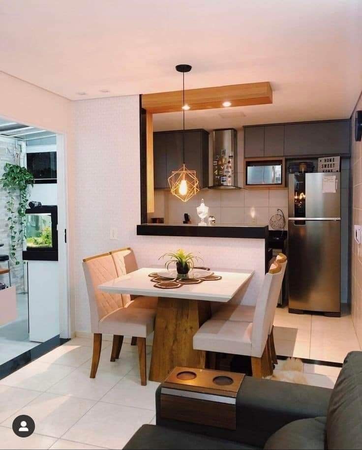 a kitchen and dining room with an open floor plan