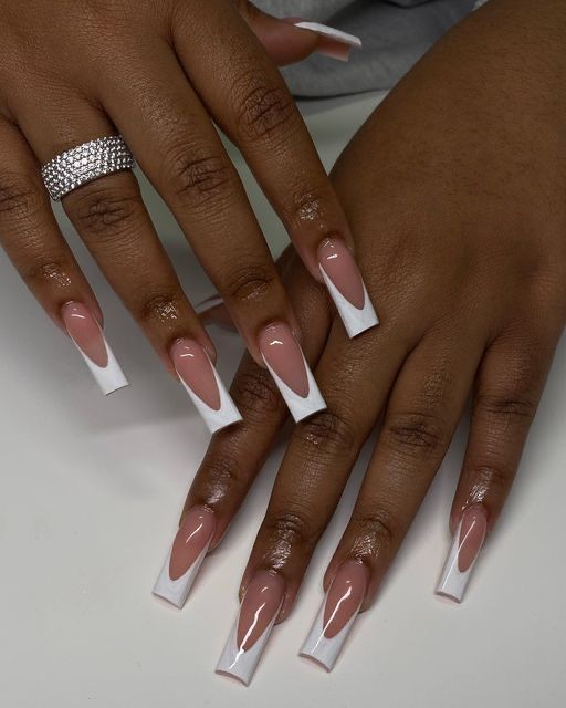 Twentyfine Birthday, White Square Acrylic Nails, White French Tip Nails With Design, Bday Nails, Nail Collection, Graduation Nails, French Tip Nail Designs, Simple Acrylic, Girl Nails