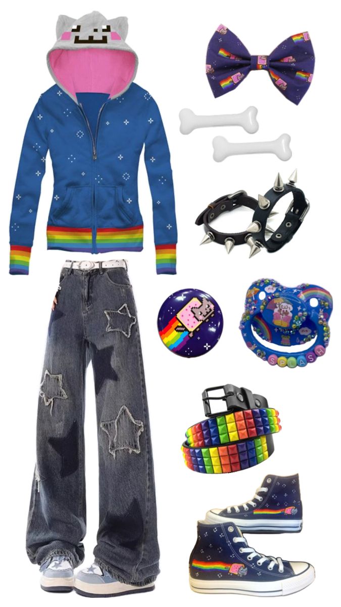 For Rainbro ⚡️ Webcore Outfits, Scene Core Outfit, Scene Outfit Ideas, Scenecore Clothes, Scenecore Outfit, Scene Kid Outfits, Scene Kid Fashion, Cryptidcore Outfit, Scene Fits