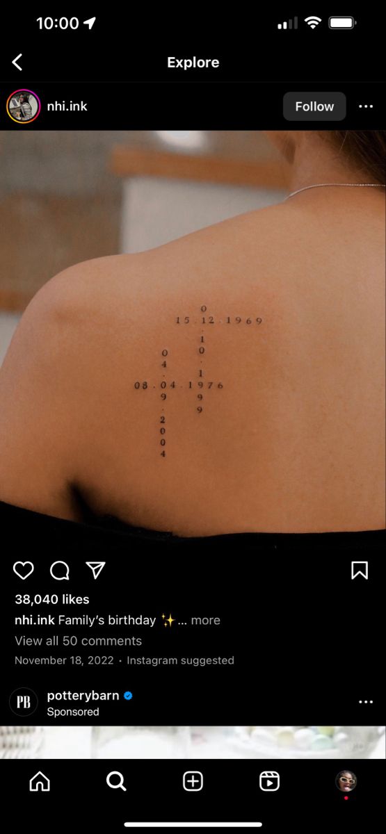 the back of a woman's shoulder with words on it and an arrow tattoo