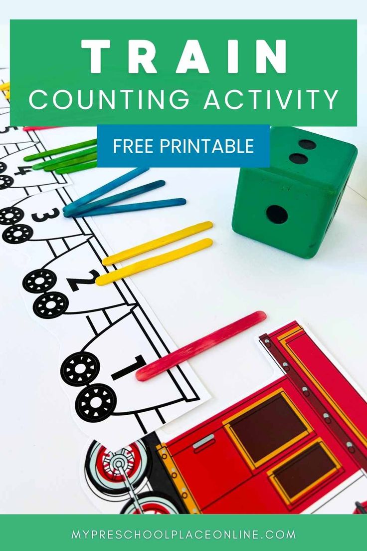 a train counting activity for kids with free printables on the front and back