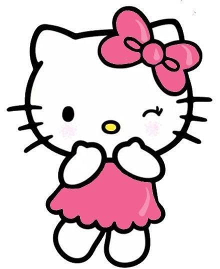 the hello kitty is wearing a pink dress