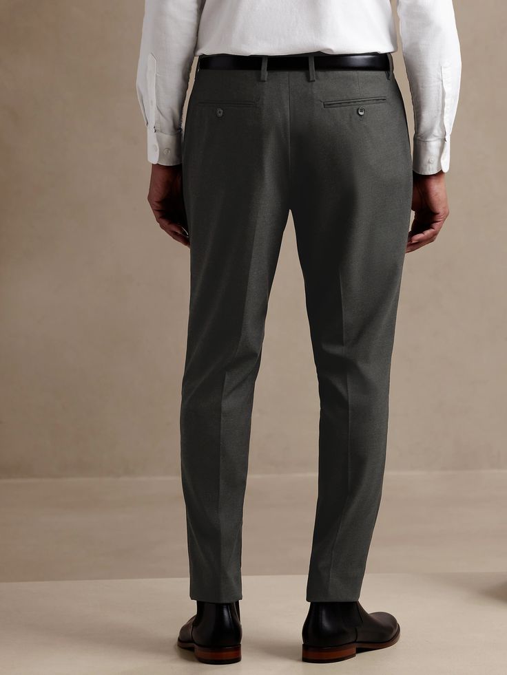 Modern Classic Heather Suit Trouser | Banana Republic Factory Fitted Solid Color Dress Pants For Semi-formal Occasions, Modern Fitted Solid Bottoms, Modern Fitted Solid Suits, Elegant Tailored Bottoms With 5-inch Inseam, Elegant Solid Color Dress Pants With Straight Hem, Elegant Straight Hem Dress Pants, Timeless Semi-formal Dress Pants, Formal Fitted Dress Pants, Professional Fitted Formal Bottoms