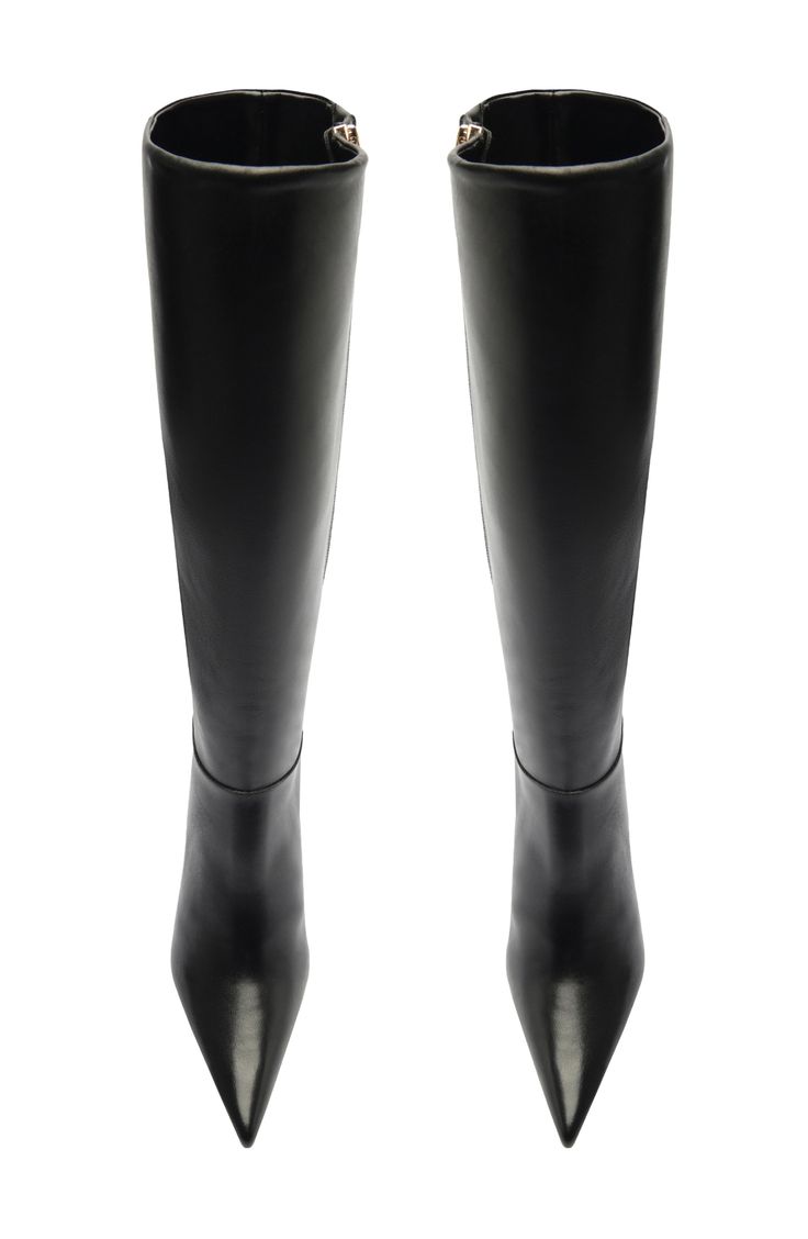 A pointy toe and stiletto heel balance a rich leather boot shaped in a knee-high silhouette for timeless appeal. 3 1/4" heel 14 3/4" shaft; 15 3/4" calf circumference Side zip closure with elastic gore inset Leather upper, lining and sole Made in Brazil Sleek Over The Knee Boots For Formal Occasions, Sleek Over-the-knee Boots For Formal Occasions, Knee-high Platform Boots With Sculpted Heel For Formal Occasions, Sculpted Heel Knee-high Boots For Business, Sleek Knee-high Boots With Sculpted Heel, Elegant Over-the-knee Heeled Boots For Formal Occasions, Business Knee-high Boots With Sculpted Heel, Elegant Over-the-knee Heeled Boots For Work, Sleek Formal Knee-high Boots