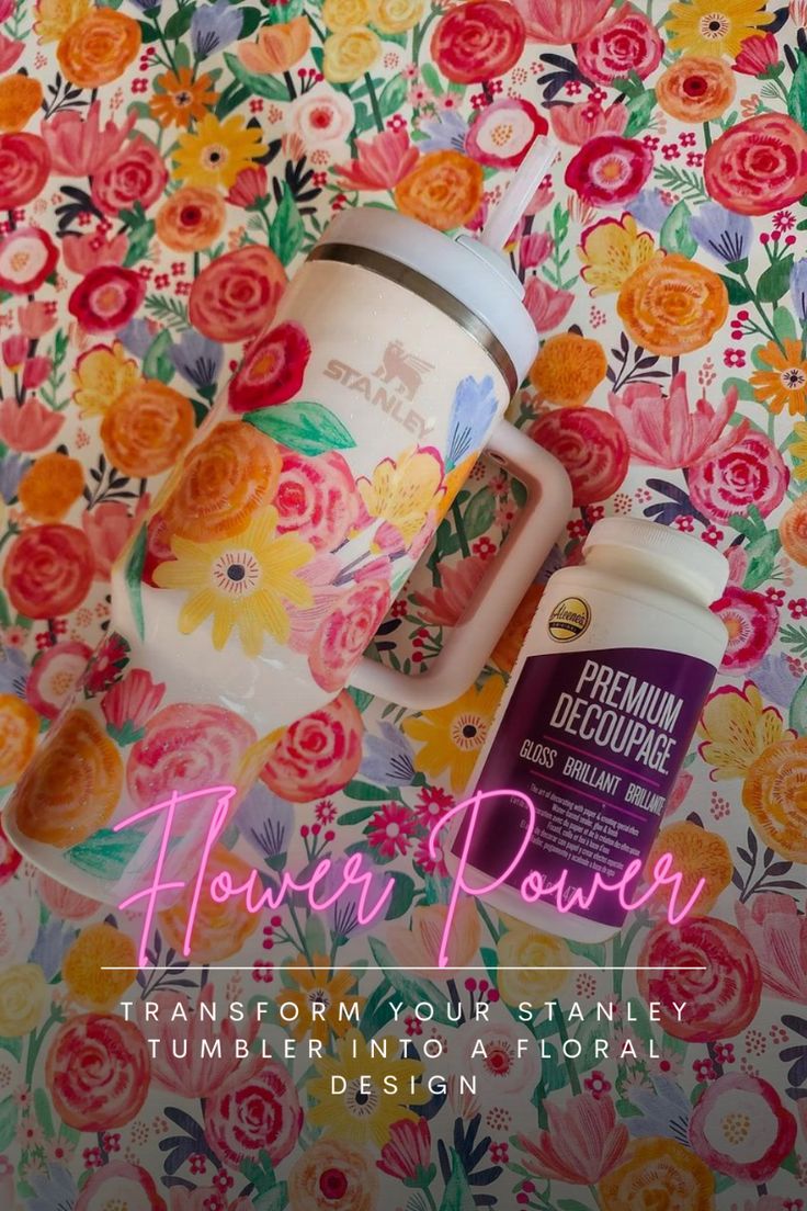 the contents of a flower power product on a floral background