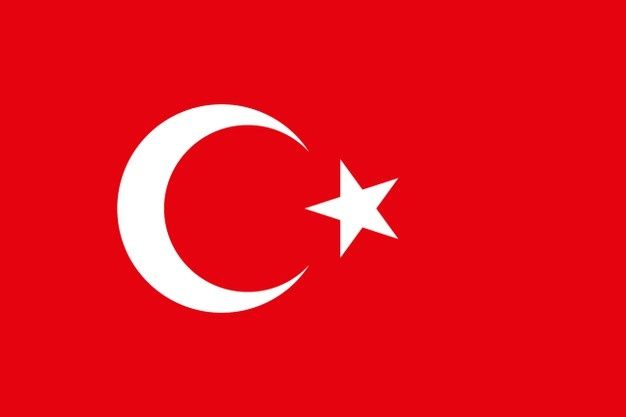 the flag of turkey is shown in red and white with a star on it's side