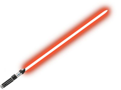 a red light saber on a white background