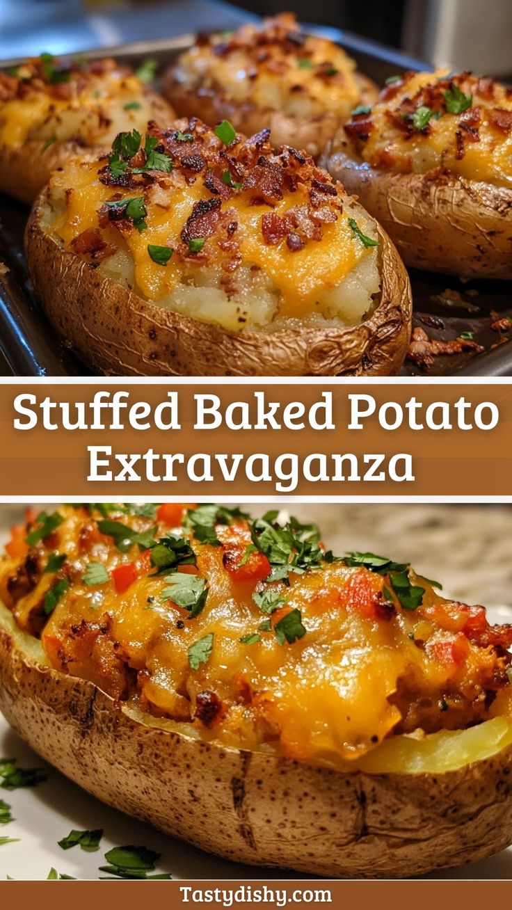 stuffed baked potato extravaganza is an easy and delicious appetizing side dish