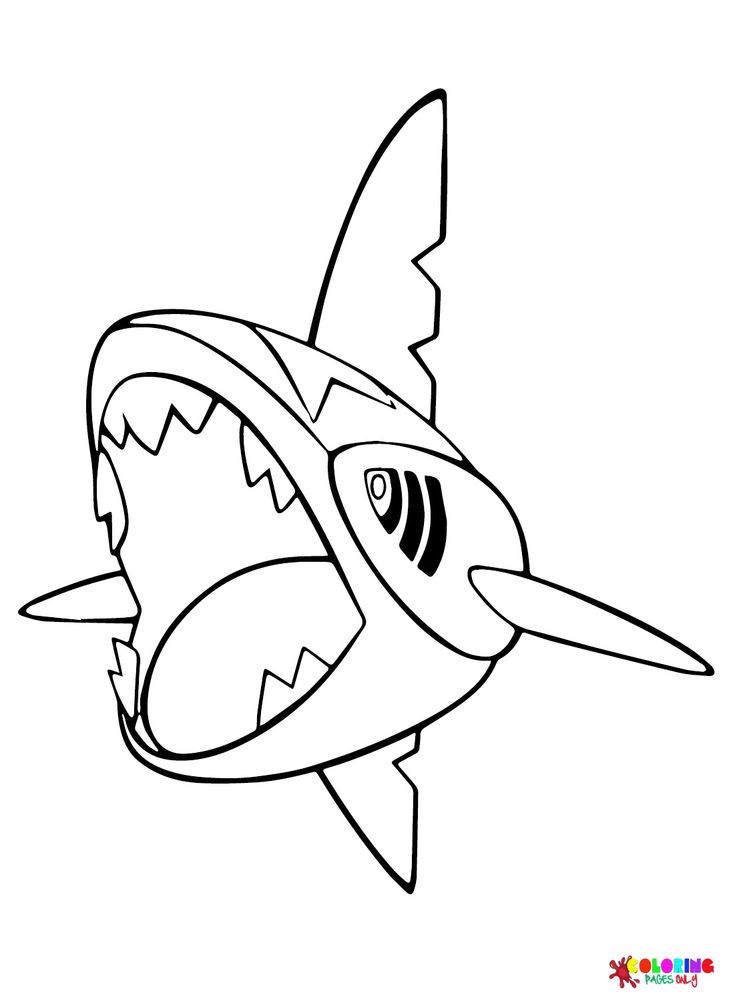 a cartoon shark with its mouth open