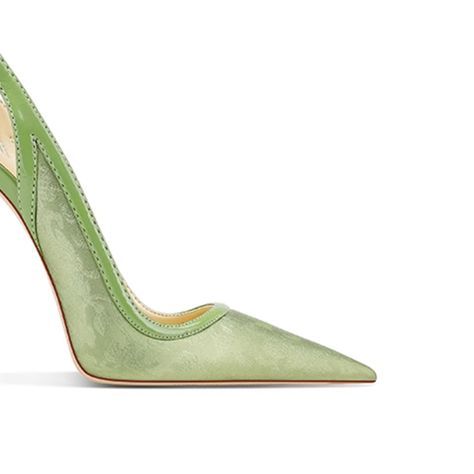 Stiletto Heel Slingback Mid Heel Sandals Satin Upper Heel Height: 8 cm / 3.1 inch (Approx.) NOTE: Please use the chart & measurements as guide only, because sizing and measurements will vary between cuts and designs. Green Pointed Toe Sandals With 4-inch Heel, Luxury Green Slingback Pumps For Party, Green Slingback Pumps With Sculpted Heel For Party, Elegant Green Sandals With Sculpted Heel, Elegant Green Slingback Pumps With Heel Strap, Chic Green Heels With Heel Strap, Green High Heel Slingback Pumps With Padded Heel, Green High Heel Slingback Pumps With Strap, Green Slingback Pumps With 4-inch Heel For Evening