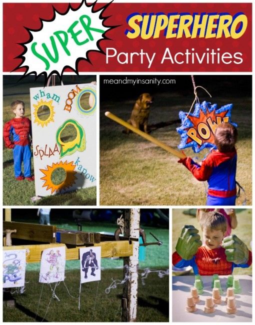 super hero party activities for kids to play with in the yard and on the lawn