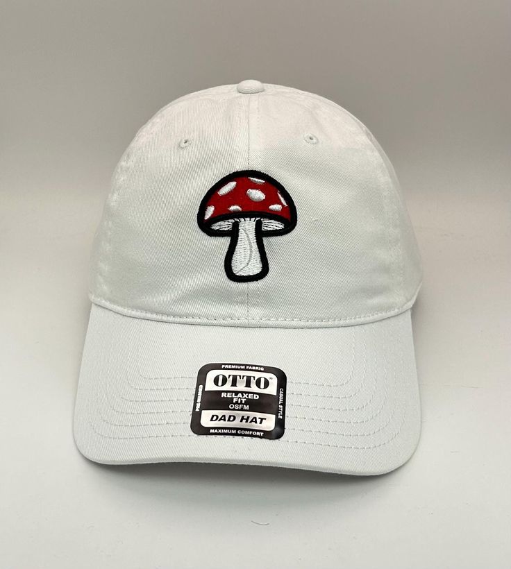 Embroidered in the USA  Your hat will be shipped in a box Minimal variation for the position of the logo Please make sure you choose the number matched with the color of the hat you want White Dad Hat For Outdoor, Casual White Snapback Hat With Embroidered Patch, White Hat With Logo Patch And Curved Brim, White Hat With Logo Patch For Outdoor, White Fitted Cap With Logo Patch, Big Mushroom Hat, White Dad Cap With Logo Patch, White Fitted Baseball Cap With Logo Patch, Embroidered Patch Hats For Streetwear