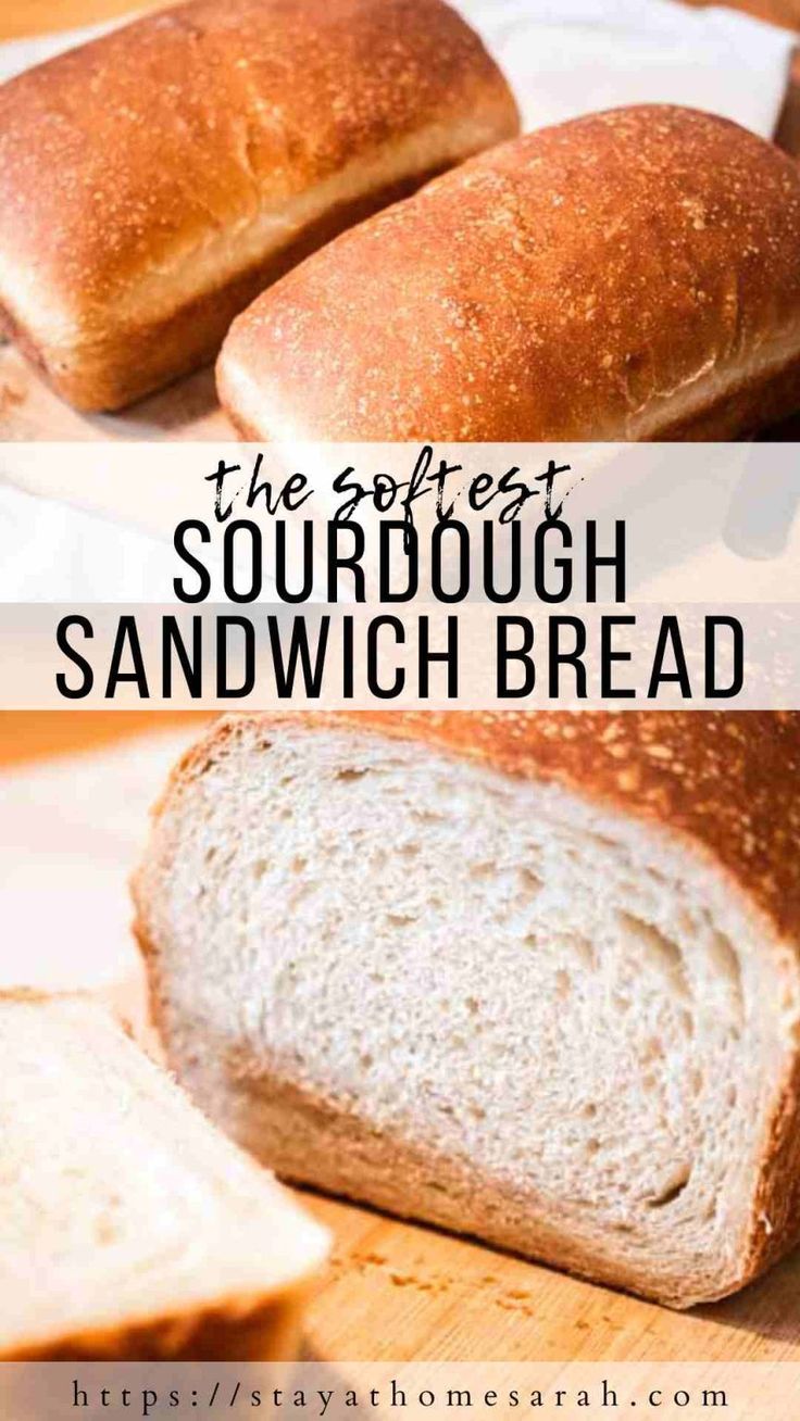 two loaves of sourdough sandwich bread sitting on top of a cutting board