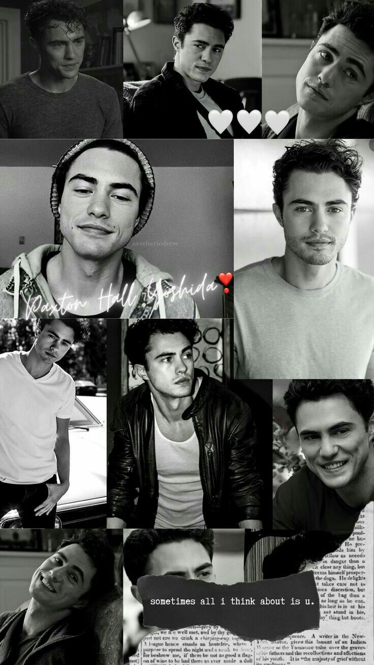 many different pictures of the same person in black and white, including one with a red heart