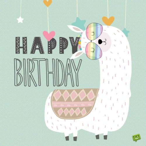 a happy birthday card with an image of a llama