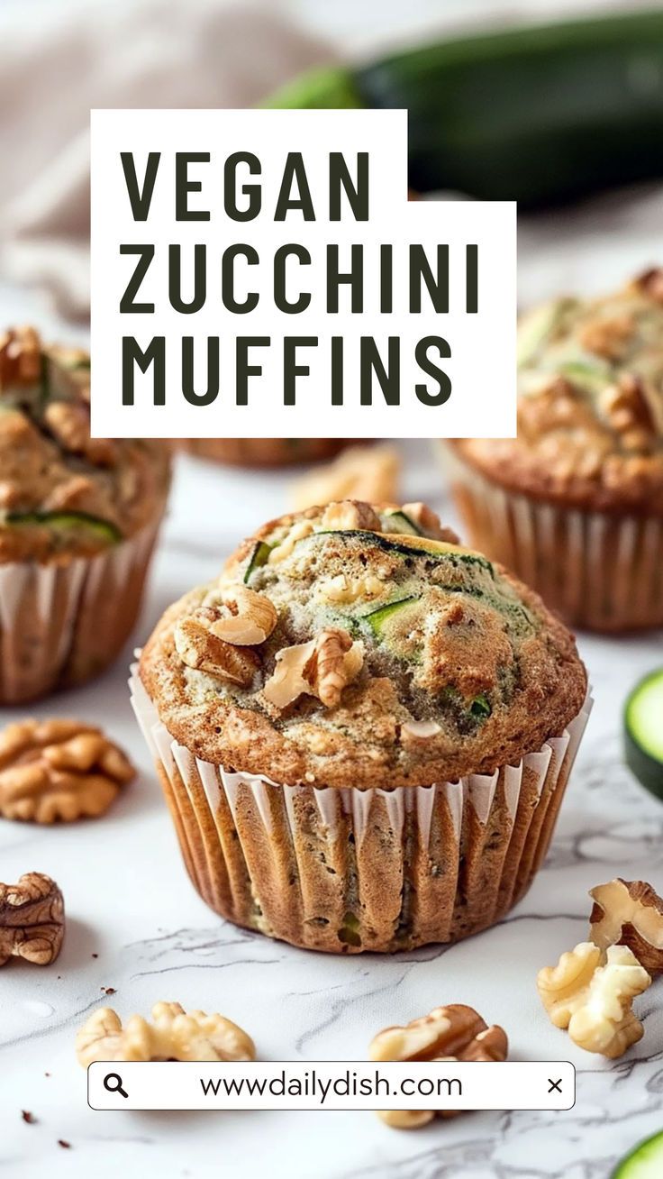 Vegan Zucchini Muffins Vegan Zucchini Muffins, Vegan Chocolate Chip Muffins, Dairy Free Muffins, Zucchini Muffin Recipes, Dairy Free Baking, Vegan Waffles, Vegan Breakfast Easy, Vegan Muffins, Dairy Free Chocolate Chips