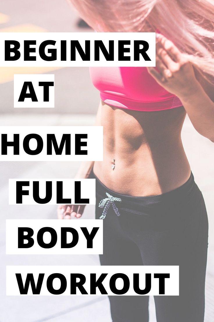 a woman in pink top and black pants with text that reads beginner at home full body workout