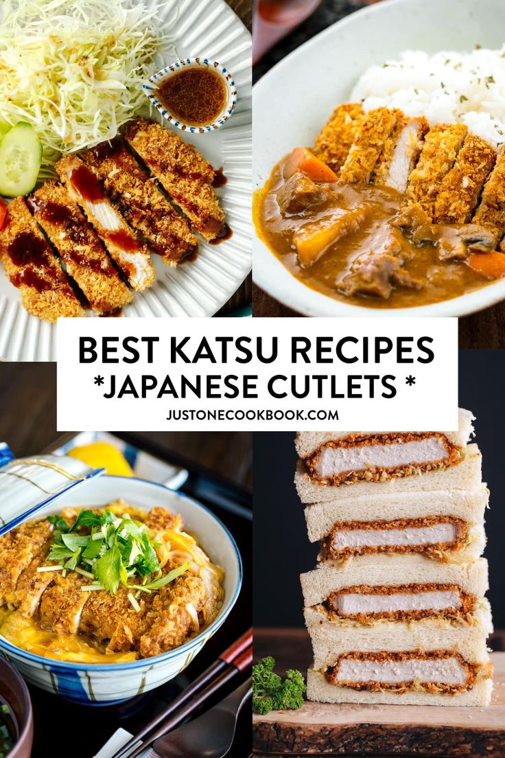 japanese cuisine with the words best katsuu recipes and images overlaying it