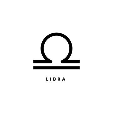 the libra symbol is shown in black and white, with an oval shaped object above it