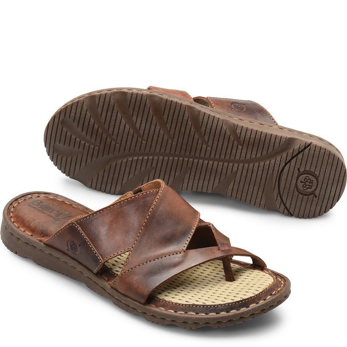 Brown Slip-on Sport Sandals With Textured Footbed, Outdoor Brown Slip-on Sandals, Comfortable Brown Slip-on Sport Sandals, Adjustable Outdoor Footbed Sandals With Textured Footbed, Brown Sport Sandals With Textured Footbed And Round Toe, Brown Leather Outdoor Sandals, Brown Leather Sport Sandals With Round Toe, Leather Footbed Sandals With Cushioned Footbed For Outdoor, Adjustable Casual Footbed Sandals For Outdoor