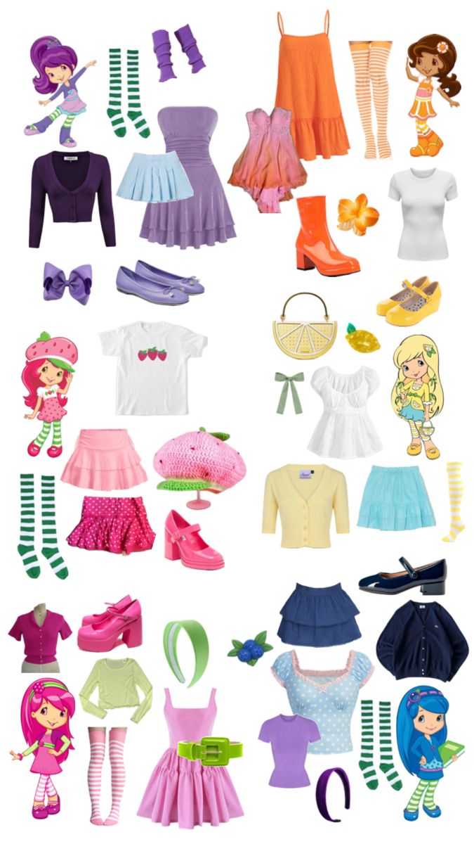 Halloween costume idea: strawberry shortcake characters Strawberry Shortcake Family Costume, Cute Character Halloween Costumes, Strawberry Shortcake Characters Costumes Halloween Diy, Blueberry Muffin Strawberry Shortcake Outfit Ideas, Strawberry Shortcake Duo Costume, Strawberry Shortcake Character Costumes, Starberry Shortcake Characters Costume, Fancy Nancy Halloween Costume, Strawberry Shortcake Diy Costume