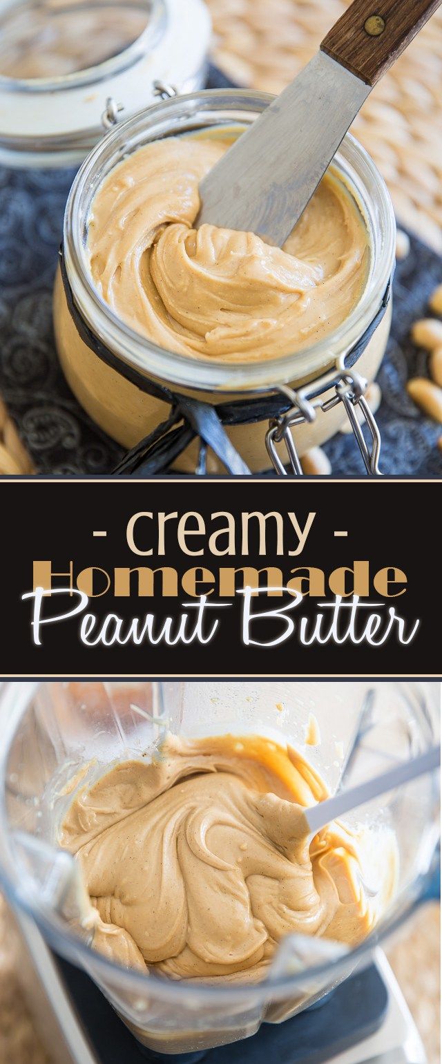 creamy peanut butter in a glass bowl with a wooden spatula and spoon on the side