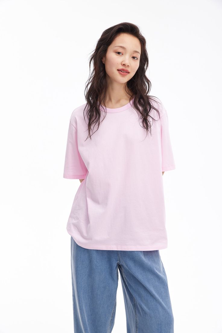 Details: Loose cotton short sleeve Color-blocking print on the chest, minimalist design Pure cotton material, breathable Materials & Care: Cotton 100% Hand wash | Dry clean Do not bleach Size & Fit: Model is 5'7", Bust 32, Waist 24, Hips 35, wearing a size S Item #: WM2TE32 Pink Boxy Fit Top For Spring, Spring Pink Boxy Fit Top, Solid Color Relaxed Fit Cotton Short Sleeve Top, Pink Short Sleeve Everyday T-shirt, Basic Short Sleeve Cotton Top For Spring, Pink Summer T-shirt For Everyday Wear, Pink Summer T-shirt For Everyday, Pink Everyday Short Sleeve T-shirt, Pink Everyday T-shirt With Short Sleeves