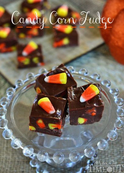 candy corn fudge on a glass plate