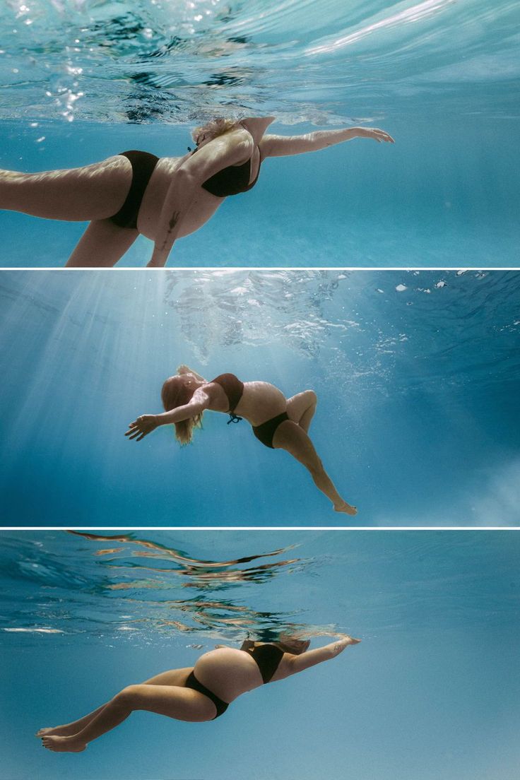 the woman is diving in the water