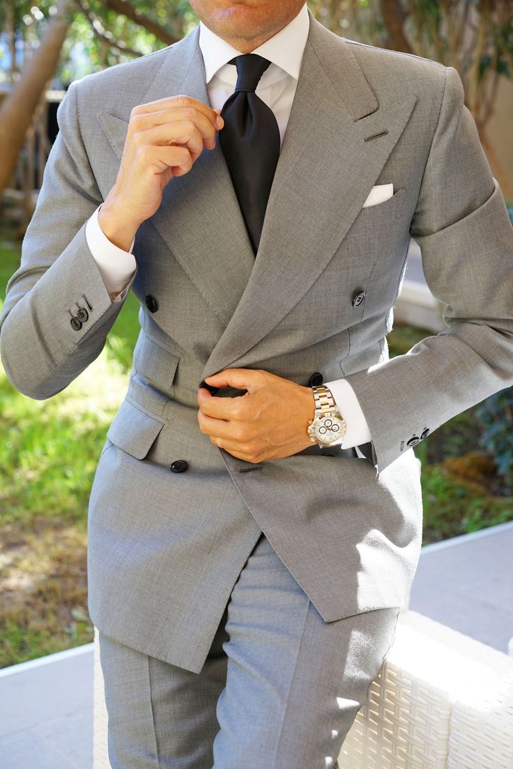 Grey Mens Suit, Tuxedo Tie, Suits And Ties, Suit For Wedding, Formal Tuxedo, Black Herringbone, Tie Men's, Best Suits, Groom Wear