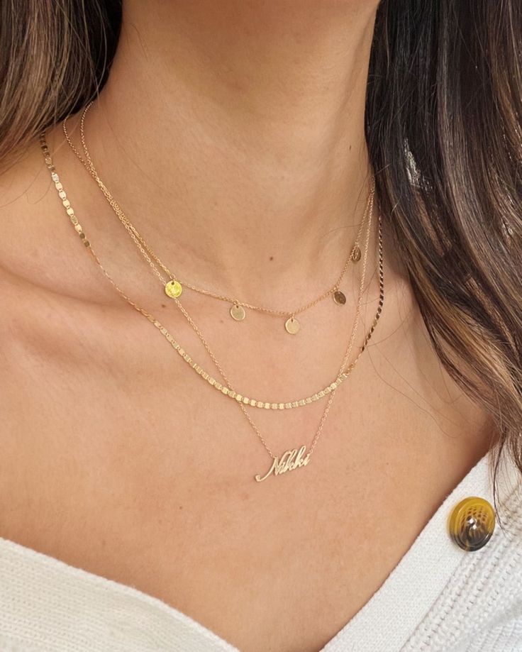 14k Gold Mirror Chain Link Necklace - Etsy Colombia Dainty Gold Name Necklace With Delicate Chain, Dainty Rose Gold Name Necklace With Delicate Chain, Everyday 14k Gold Name Necklace With Delicate Chain, Delicate Gold Name Necklace, Dainty Name Necklace With Delicate Chain, Dainty Yellow Gold Name Necklace With Delicate Chain, Dainty 14k Gold Charm Necklace With Figaro Chain, 14k Yellow Gold Layered Necklace For Gifts, 14k Yellow Gold Layered Necklace Gift