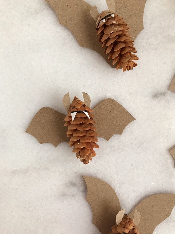 three pieces of paper with pine cones on them sitting in the snow, next to each other