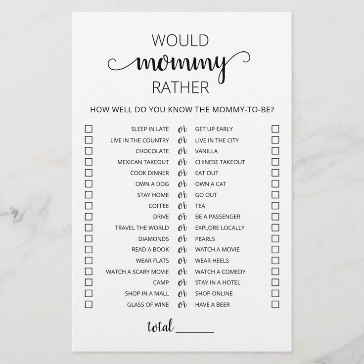 a mother's checklist with the words would mommy rather do you know?