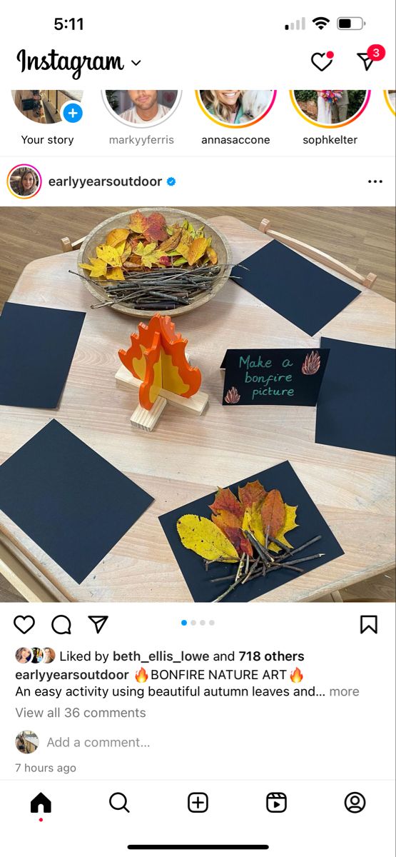 the instagram page on instagram com shows an image of autumn leaves and cards