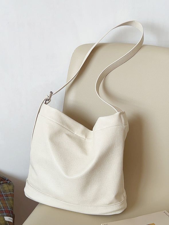 Elena Handbags Retro Bucket Leather Bag Canvas Shoulder Bag With Double Handle For Mobile Phone, Beige Bags For Daily Life, White Rectangular Shoulder Bag For Daily Use, Beige Canvas Shoulder Bag For Daily Use, Beige Canvas Shoulder Bag For Daily Life, Canvas Mobile Phone Bag For Shopping, Small Canvas Bag For Shopping, Large Capacity Rectangular Bag For Daily Life, Large Capacity Rectangular Bag For Daily Use