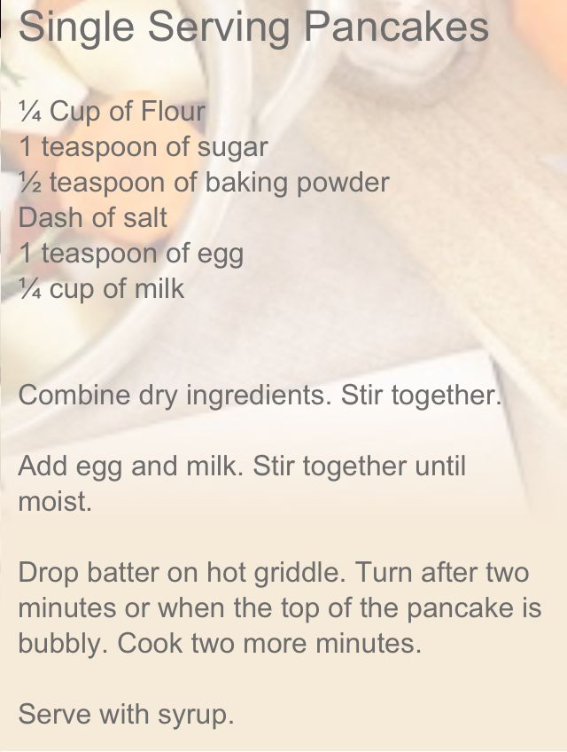 a recipe for serving pancakes in a bowl