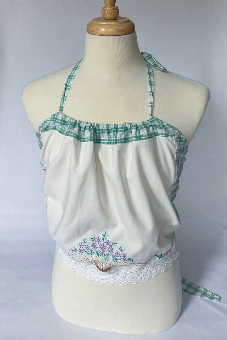 Embroidered lavender halter top. Embroidered Lavender, Womens Halter Tops, Halter Tops, Fit Ideas, Vintage Linens, Summer 2024, Halter Top, Womens Clothing Tops, Design Ideas