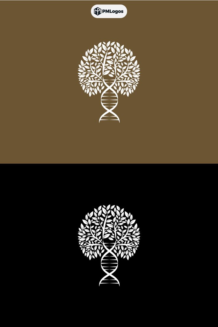 two different logos with the same tree on one side and an image of a plant on the other