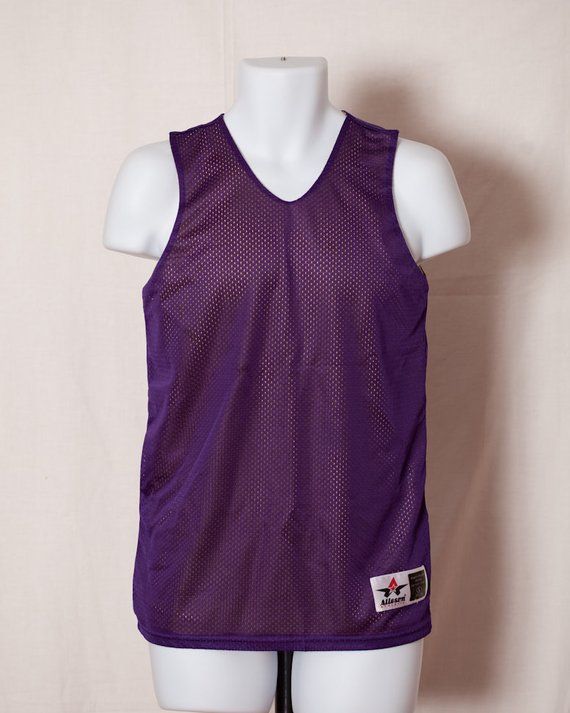 Reversible 90s purple and yellow Jersey Tank Fitted Purple Top In 90s Style, 90s Purple Top With Graphic Print, 90s Graphic Print Purple Top, Yellow Fitted Y2k Tank Top, Husband Tshirt, Purple Moisture-wicking Tank Top For Sports, Black Coat, Vintage Men, Down Shirt