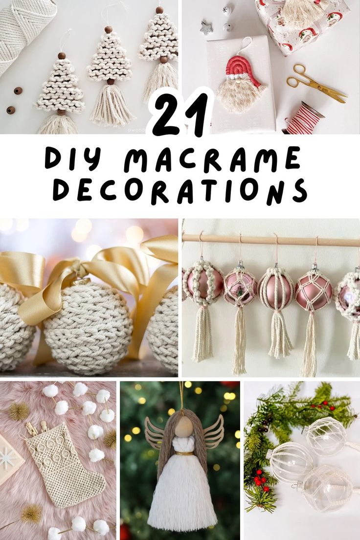 twelve diy macrame decorations with text overlay that reads 24 diy macrame decorations