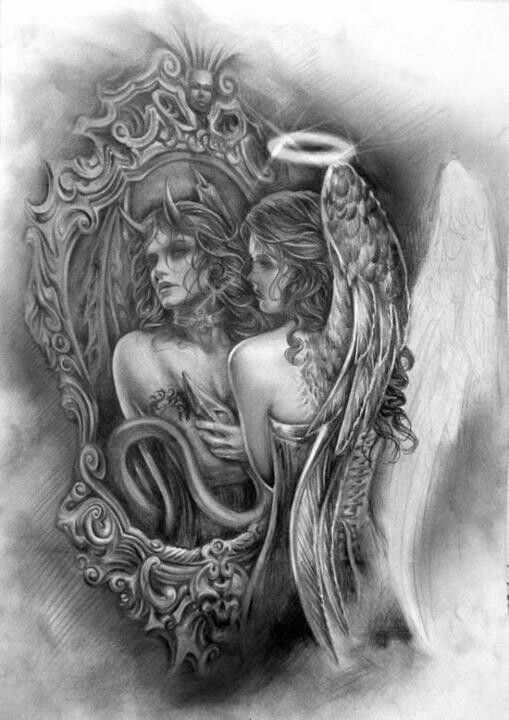 a drawing of an angel holding a woman in her arms with wings on the back